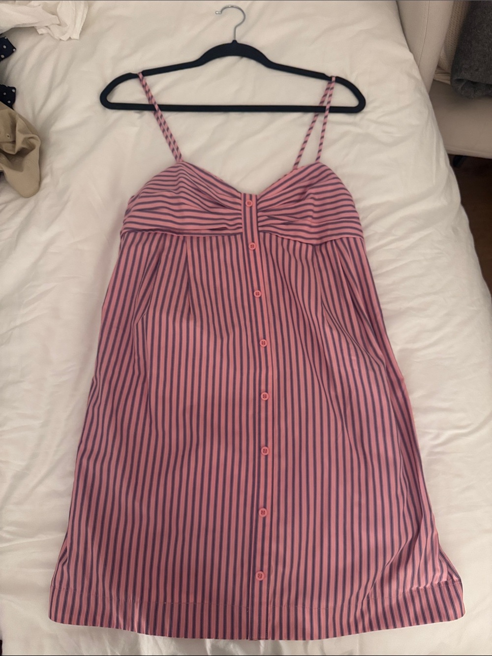 Steve Madden Pink and Navy Button-Front Slip Dress